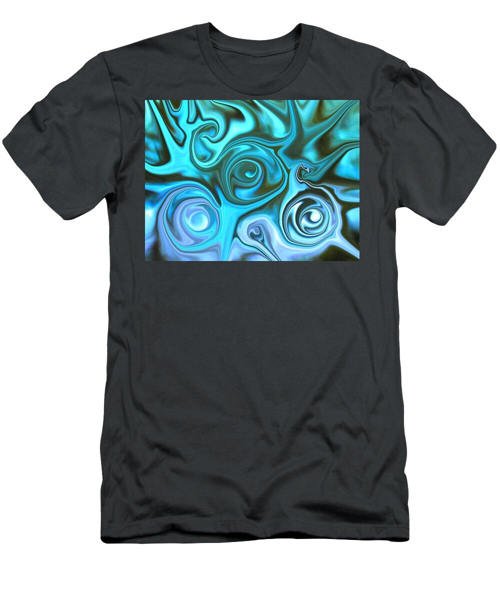 Photography T-Shirt featuring the photograph Turquoise - Satin Swirls by Susan Carella