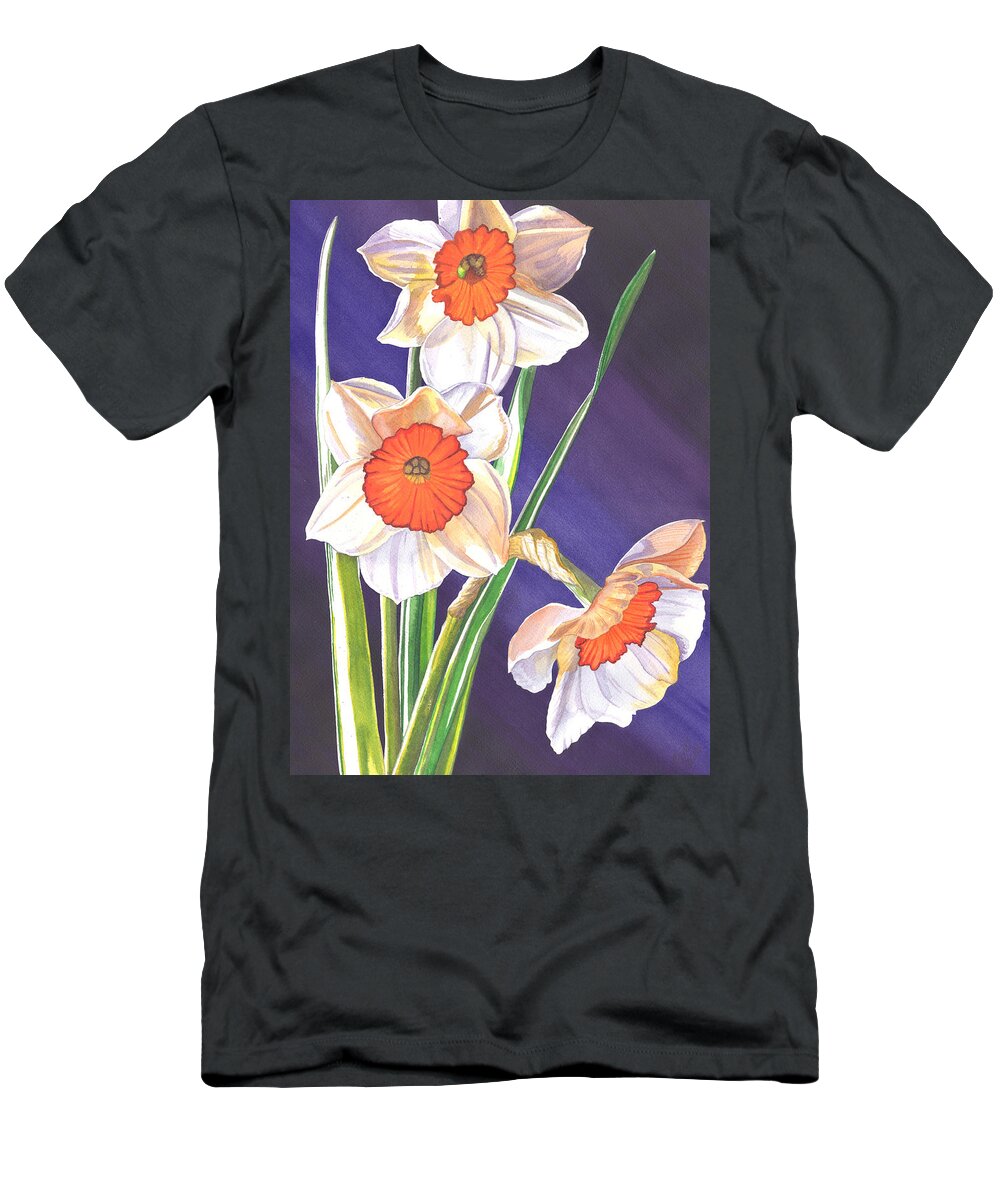 Daffodil T-Shirt featuring the painting Three Jonquils by Catherine G McElroy