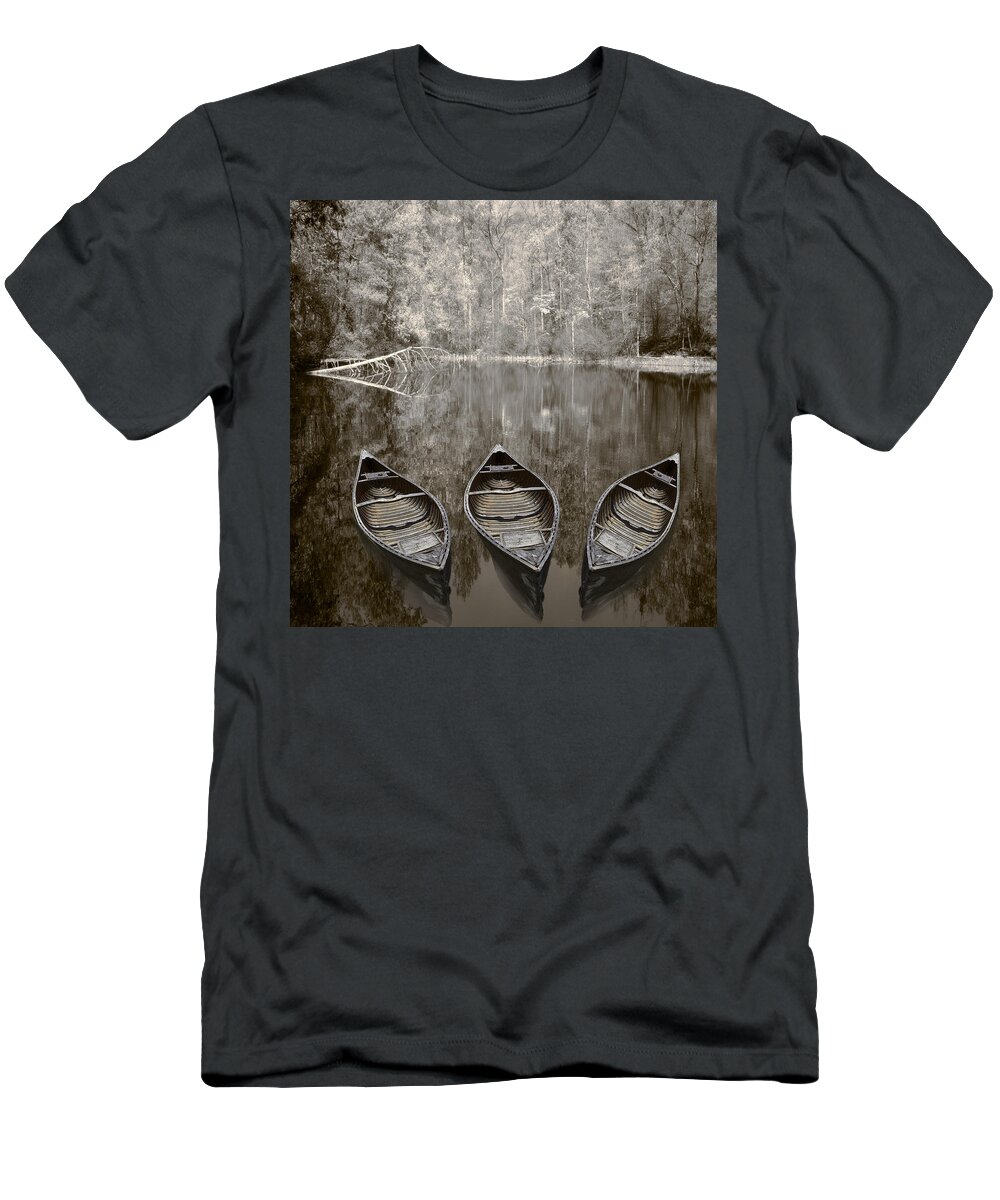 Appalachia T-Shirt featuring the photograph Three Old Canoes by Debra and Dave Vanderlaan