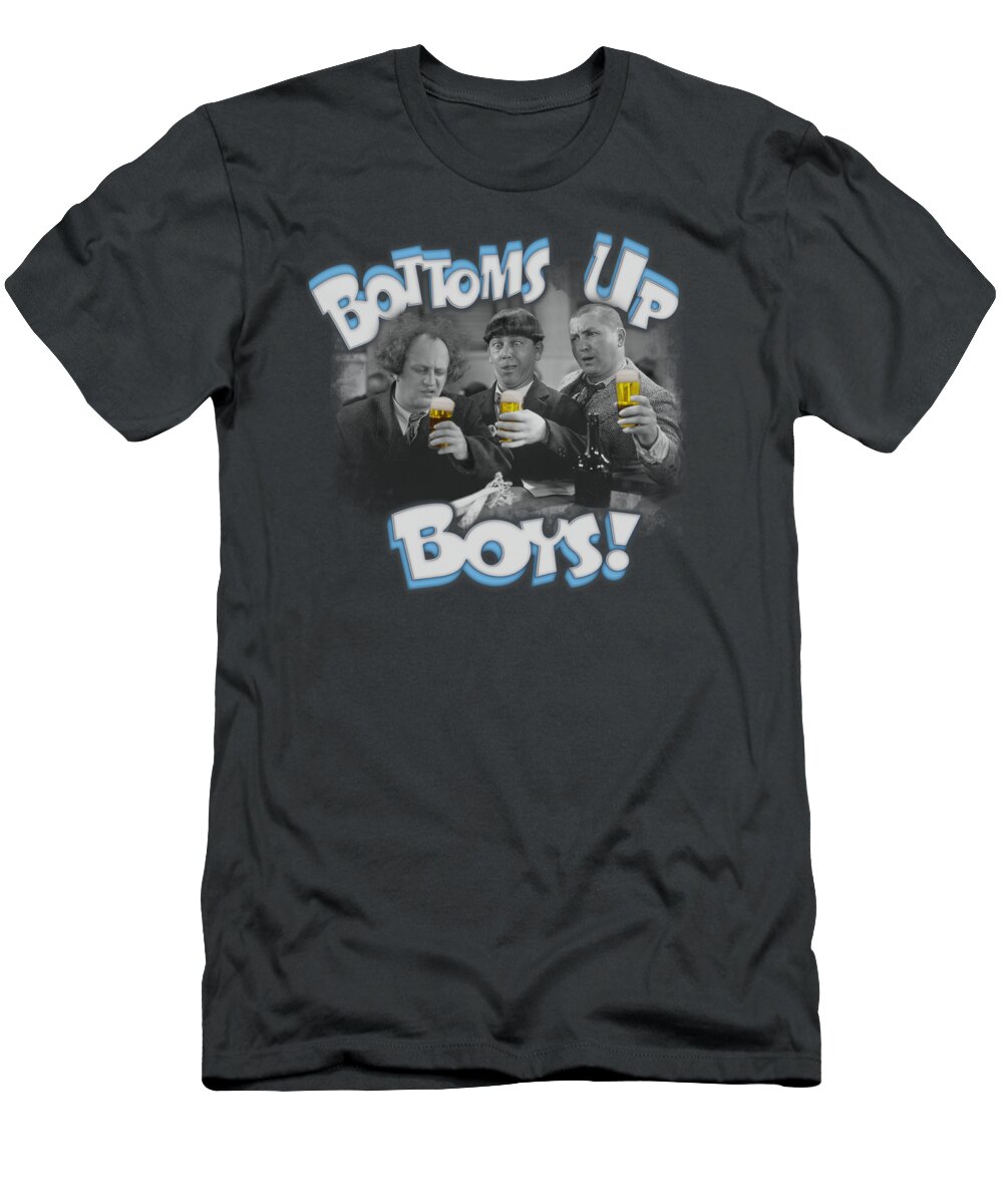 The Three Stooges T-Shirt featuring the digital art Three Stooges - Bottoms Up by Brand A