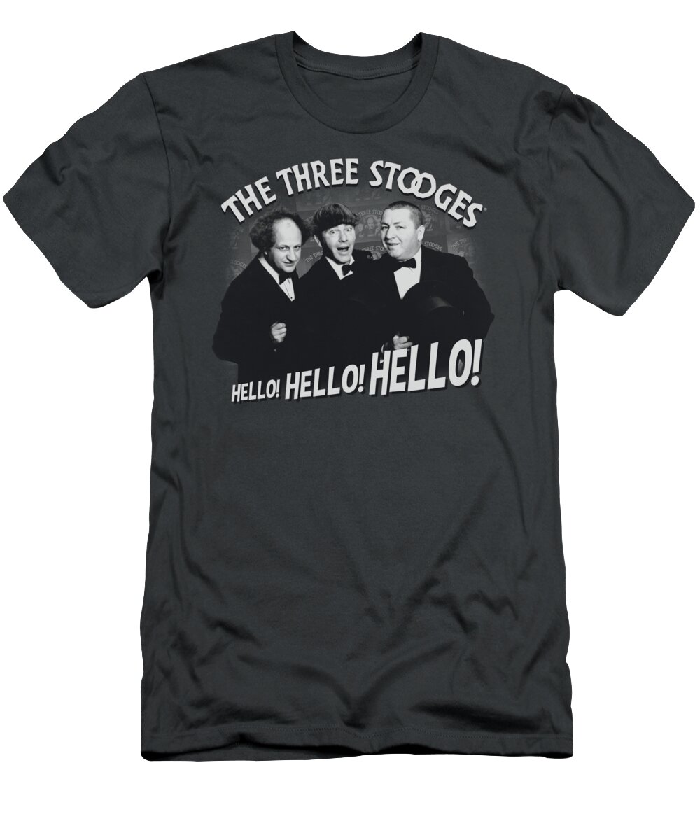The Three Stooges T-Shirt featuring the digital art Three Stooges - Hello Again by Brand A