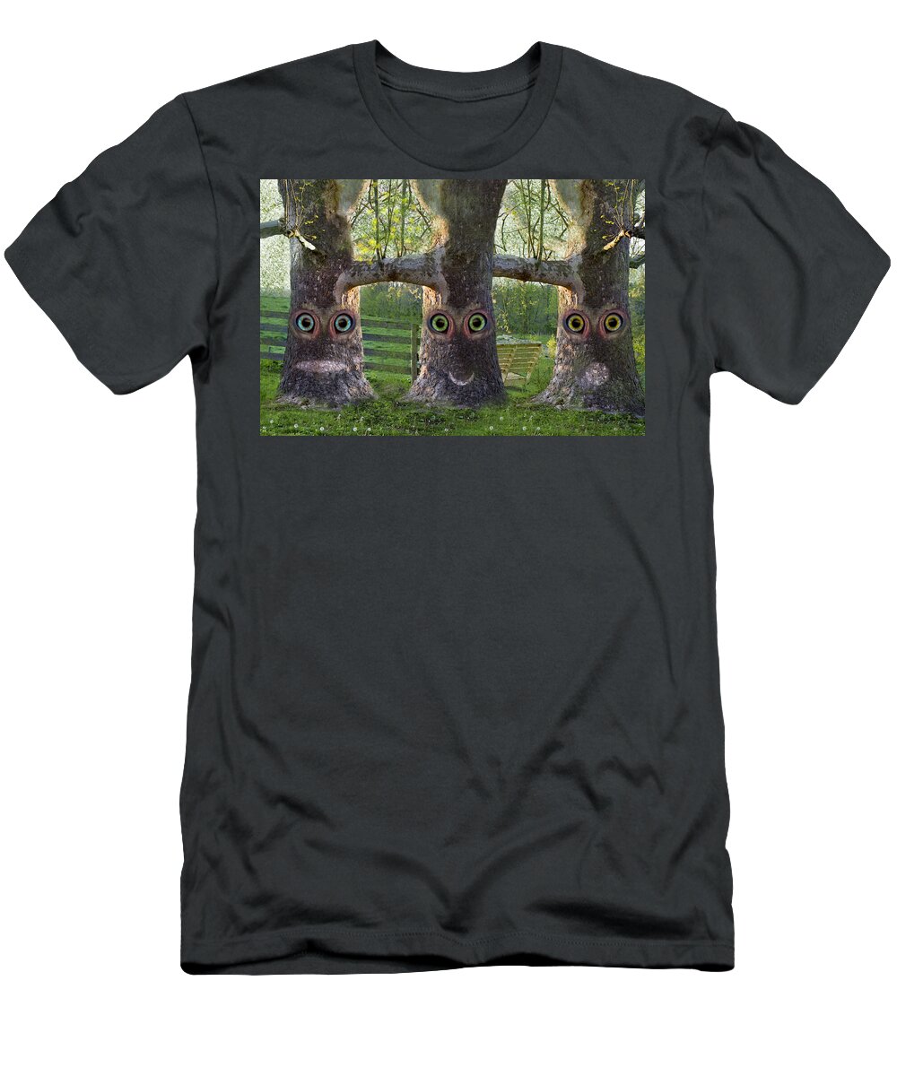 Trees T-Shirt featuring the digital art Three Trees by Betsy Knapp
