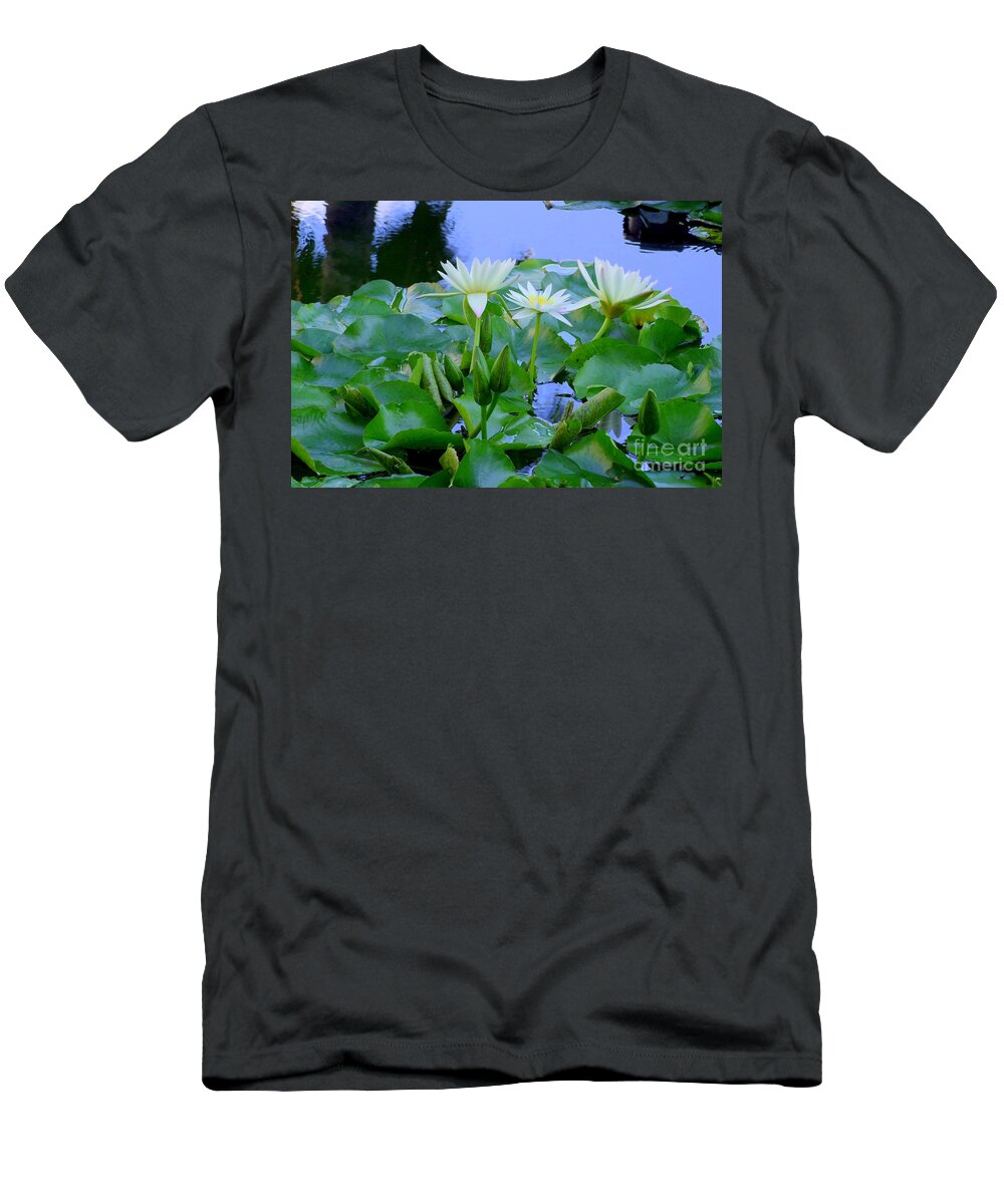 Flowers T-Shirt featuring the photograph Three Water Lilies by Mary Deal