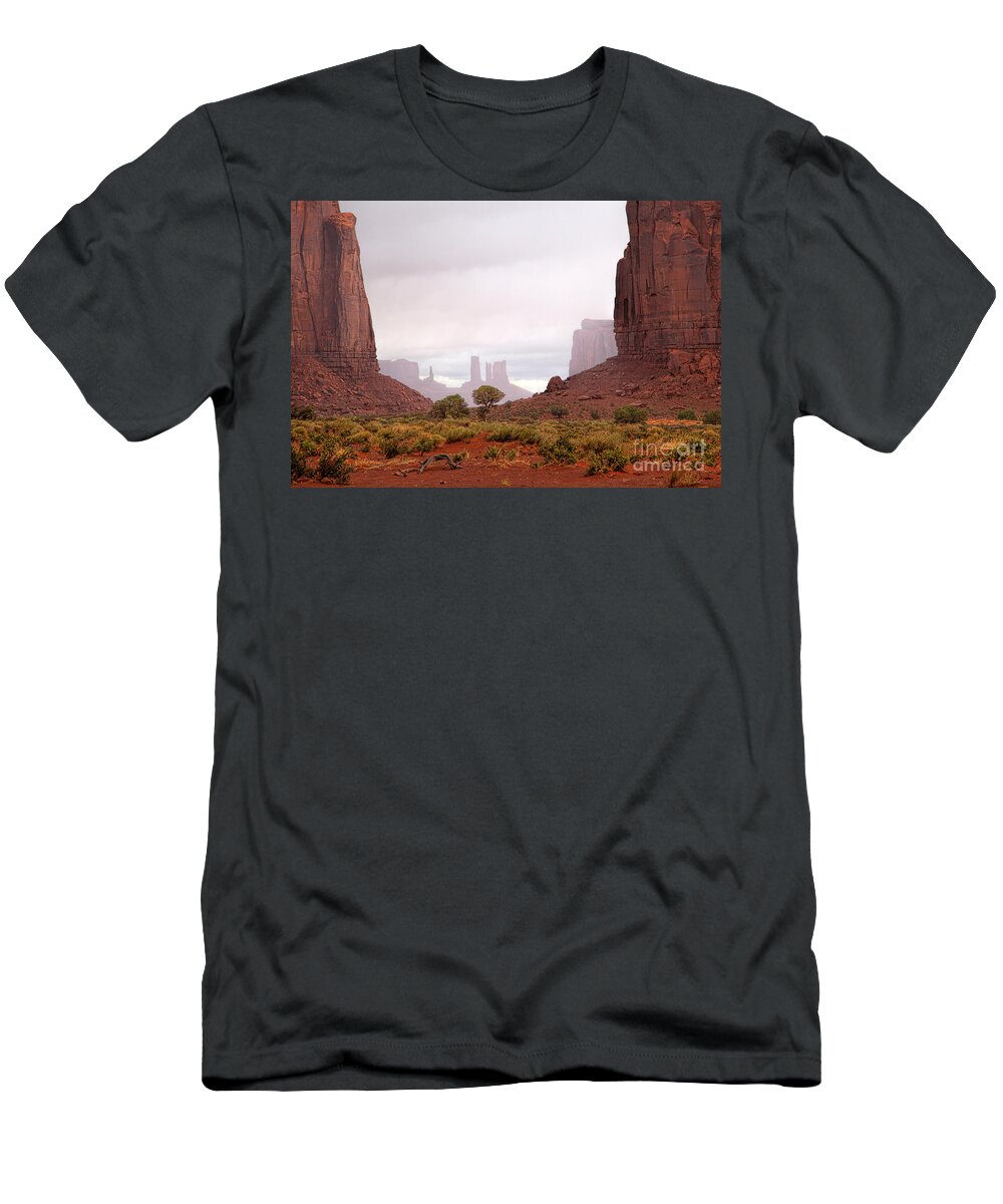 Red Rocks T-Shirt featuring the photograph Through the Gap by Jim Garrison