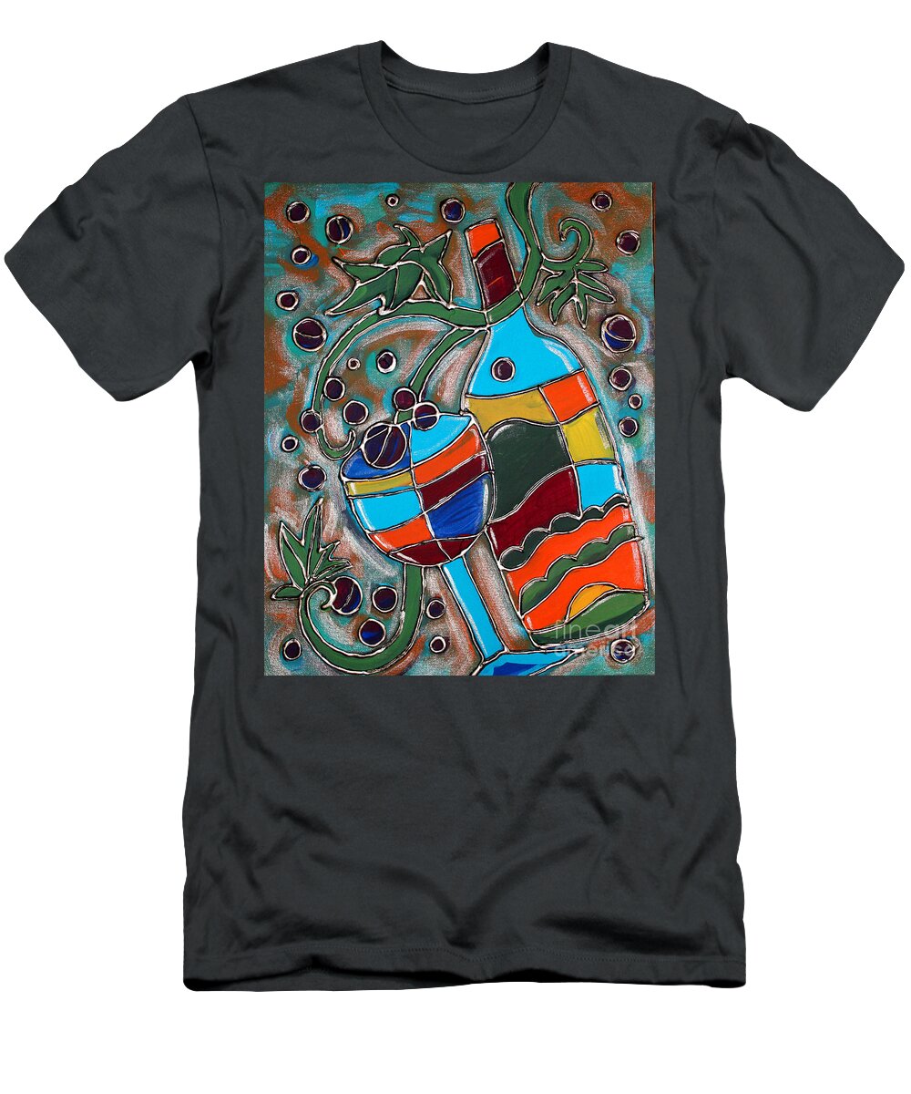 Wine T-Shirt featuring the painting Time for Wine by Cynthia Snyder