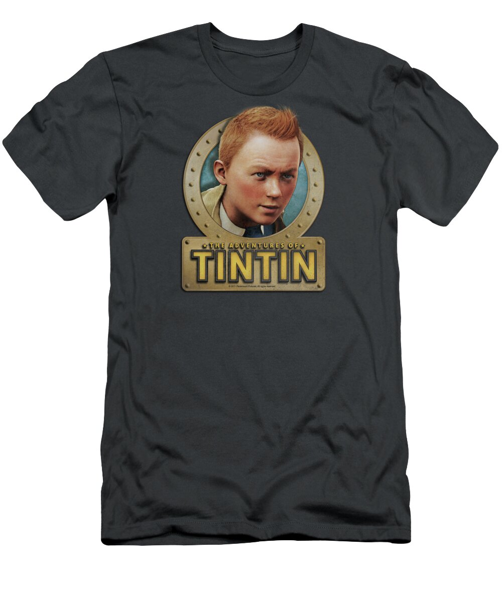 The Adventures Of Tintin T-Shirt featuring the digital art Tintin - Metal by Brand A