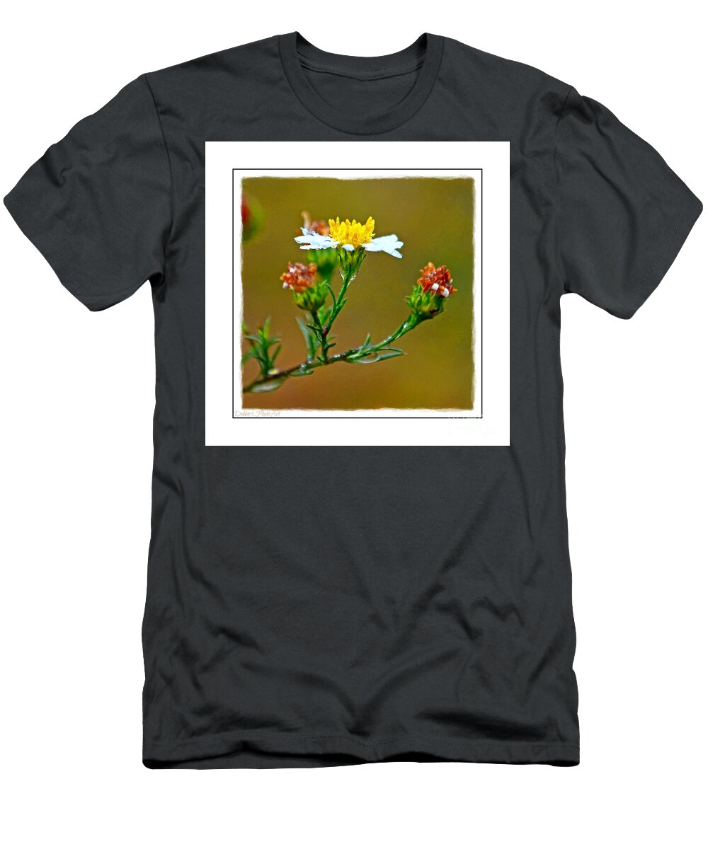 Tiny T-Shirt featuring the photograph Tiny Wildflowers 1 - White frame by Debbie Portwood