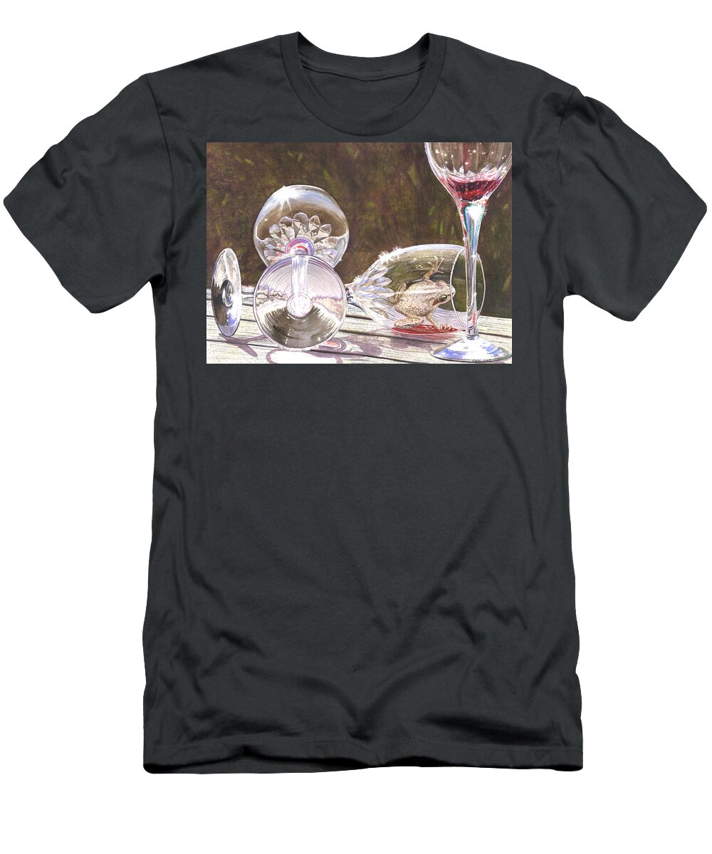 Wine T-Shirt featuring the painting Tipsy by Catherine G McElroy