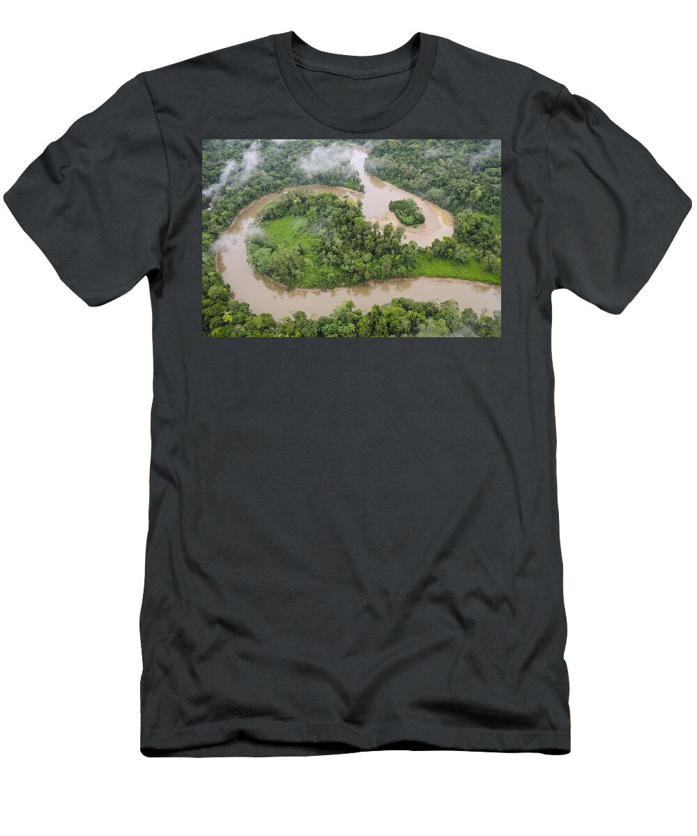 Feb0514 T-Shirt featuring the photograph Tiputini River And Rainforest Yasuni by Pete Oxford