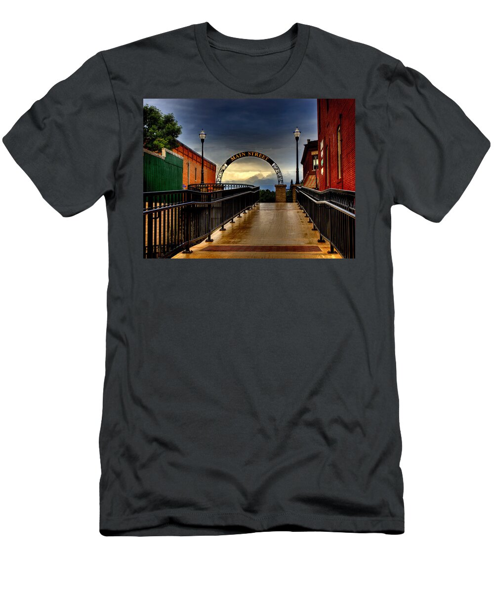 Waupaca Main Street T-Shirt featuring the photograph To Main Street Waupaca by Thomas Young