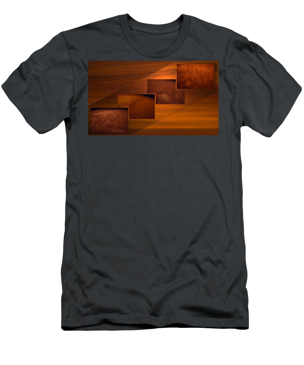 Toffee T-Shirt featuring the photograph Toffee Abstract Sand Storm Step Collage by Thomas Woolworth