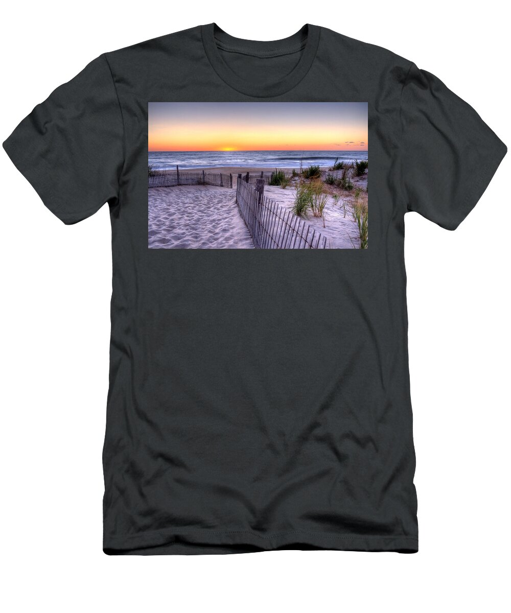 Delaware T-Shirt featuring the photograph Tower Beach Sunrise by David Dufresne