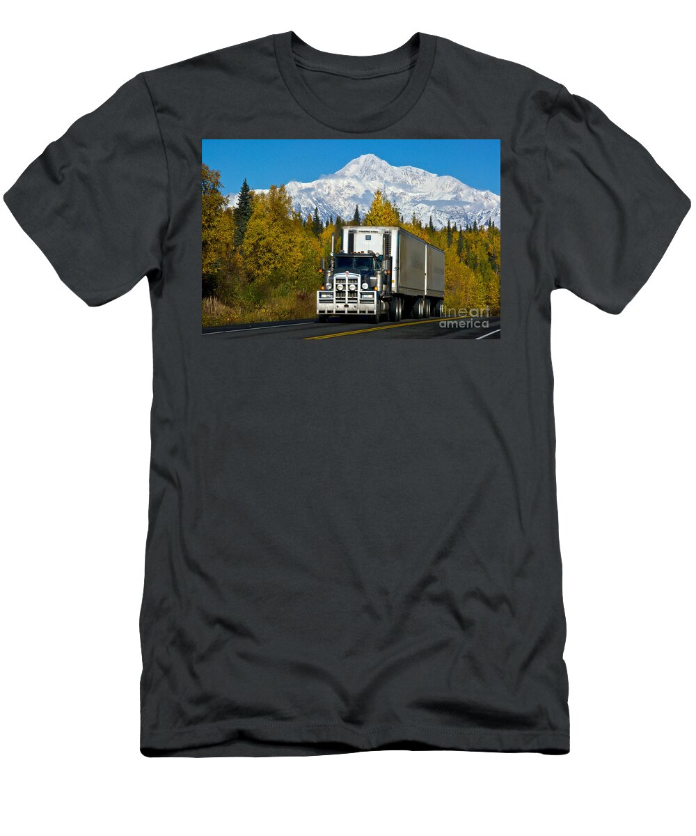 Tractor-trailer T-Shirt featuring the photograph Tractor-trailer by Mark Newman
