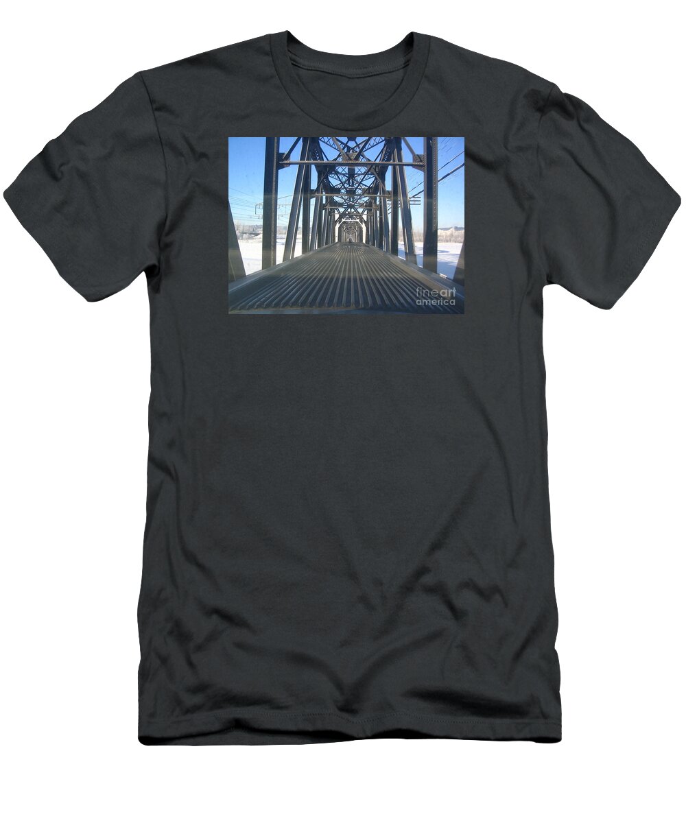 Train T-Shirt featuring the photograph Train Bridge by Vivian Martin