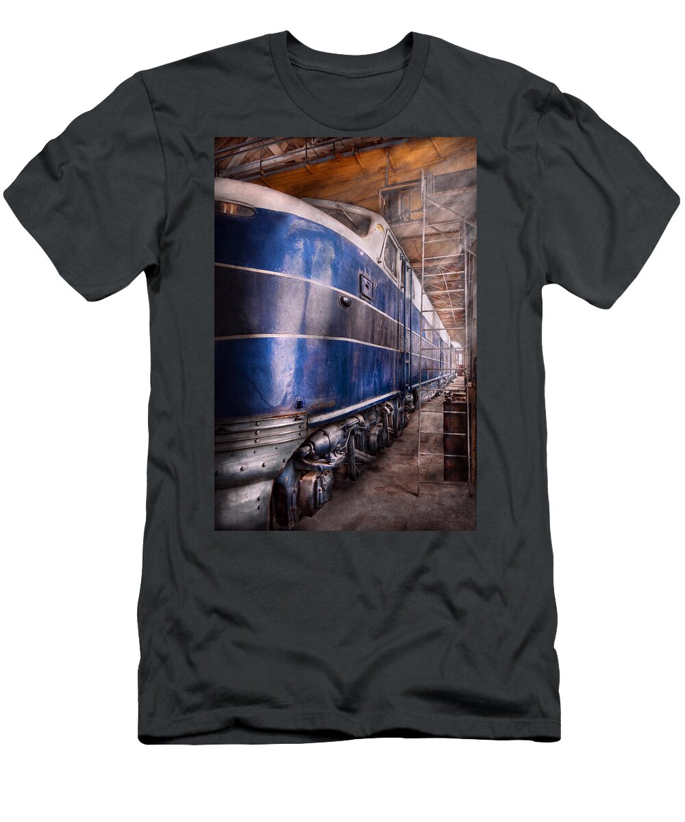 Savad T-Shirt featuring the photograph Train - The maintenance facility by Mike Savad