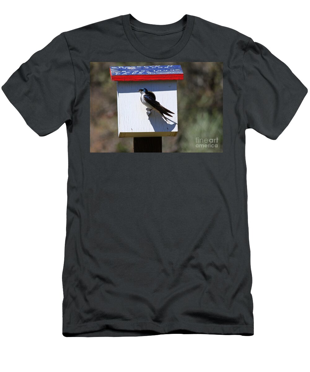 Tree Swallow T-Shirt featuring the photograph Tree Swallow Home by Michael Dawson