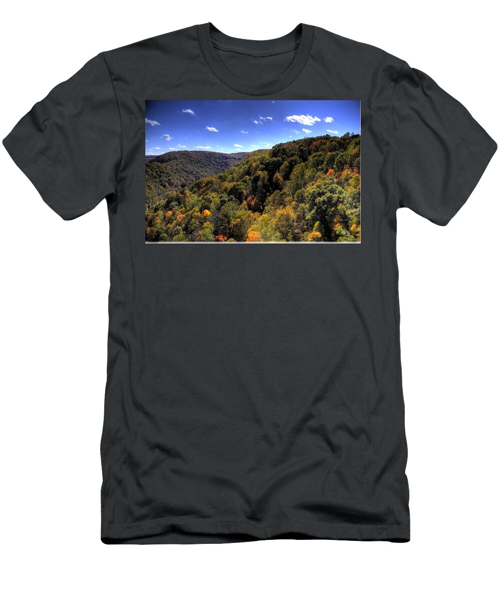 River T-Shirt featuring the photograph Trees Over Rolling Hills by Jonny D