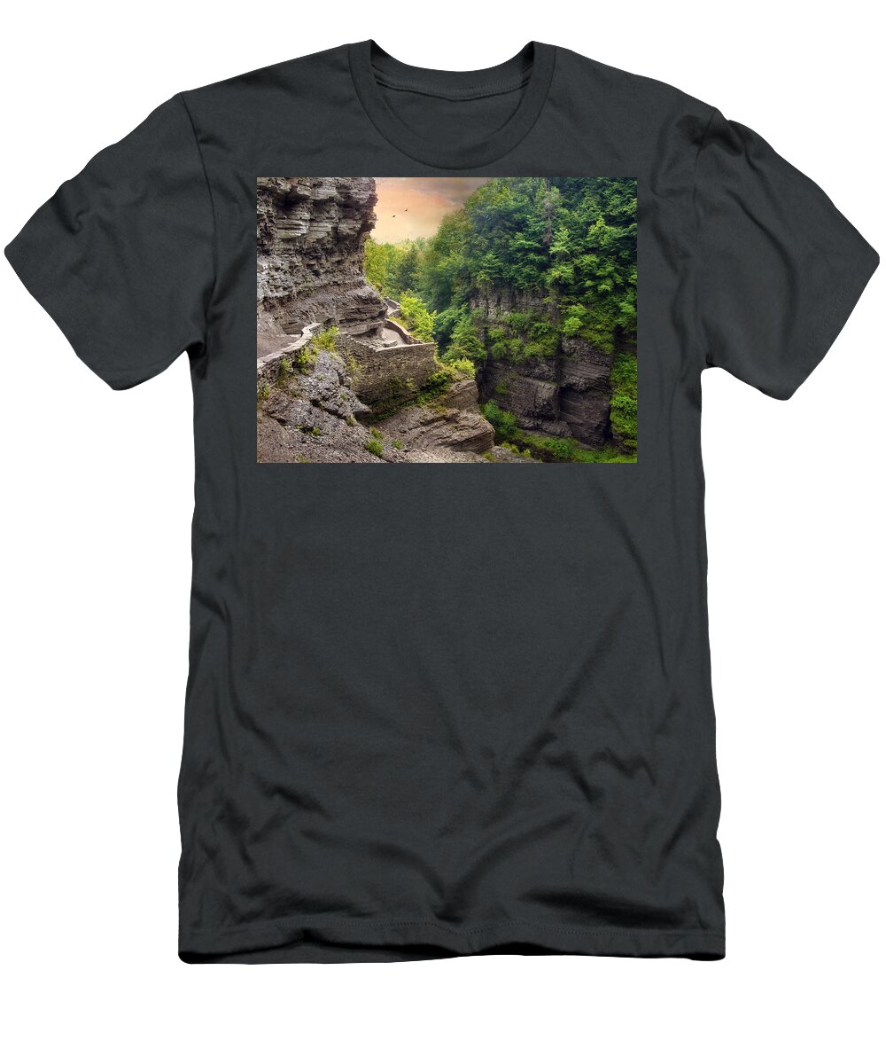 Robert Treman State Park T-Shirt featuring the photograph Treman Trail by Jessica Jenney