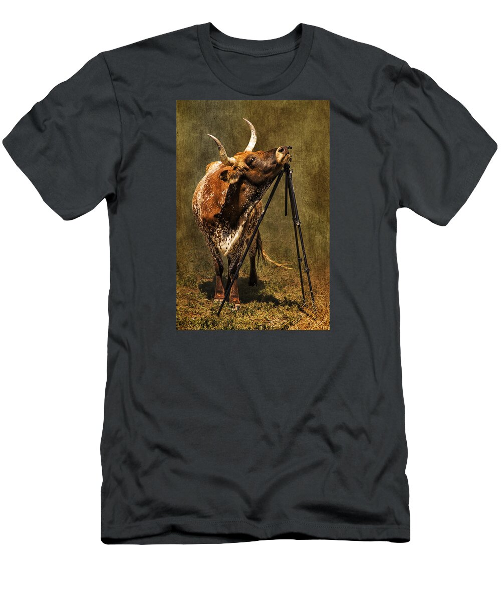 Longhorn T-Shirt featuring the photograph Tripods Are Our Friends by Priscilla Burgers