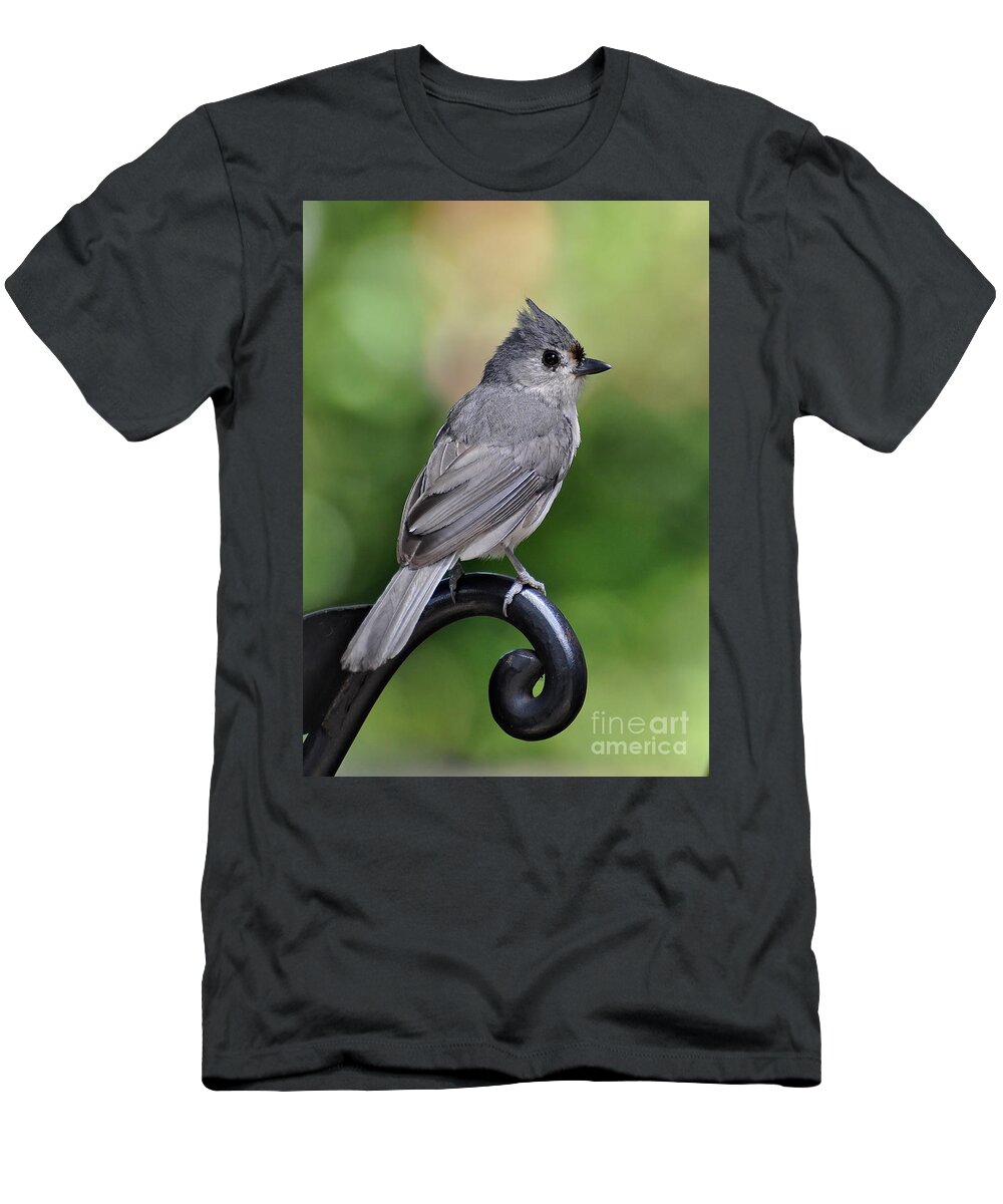 Birds T-Shirt featuring the photograph Tufted Titmouse by Kathy Baccari