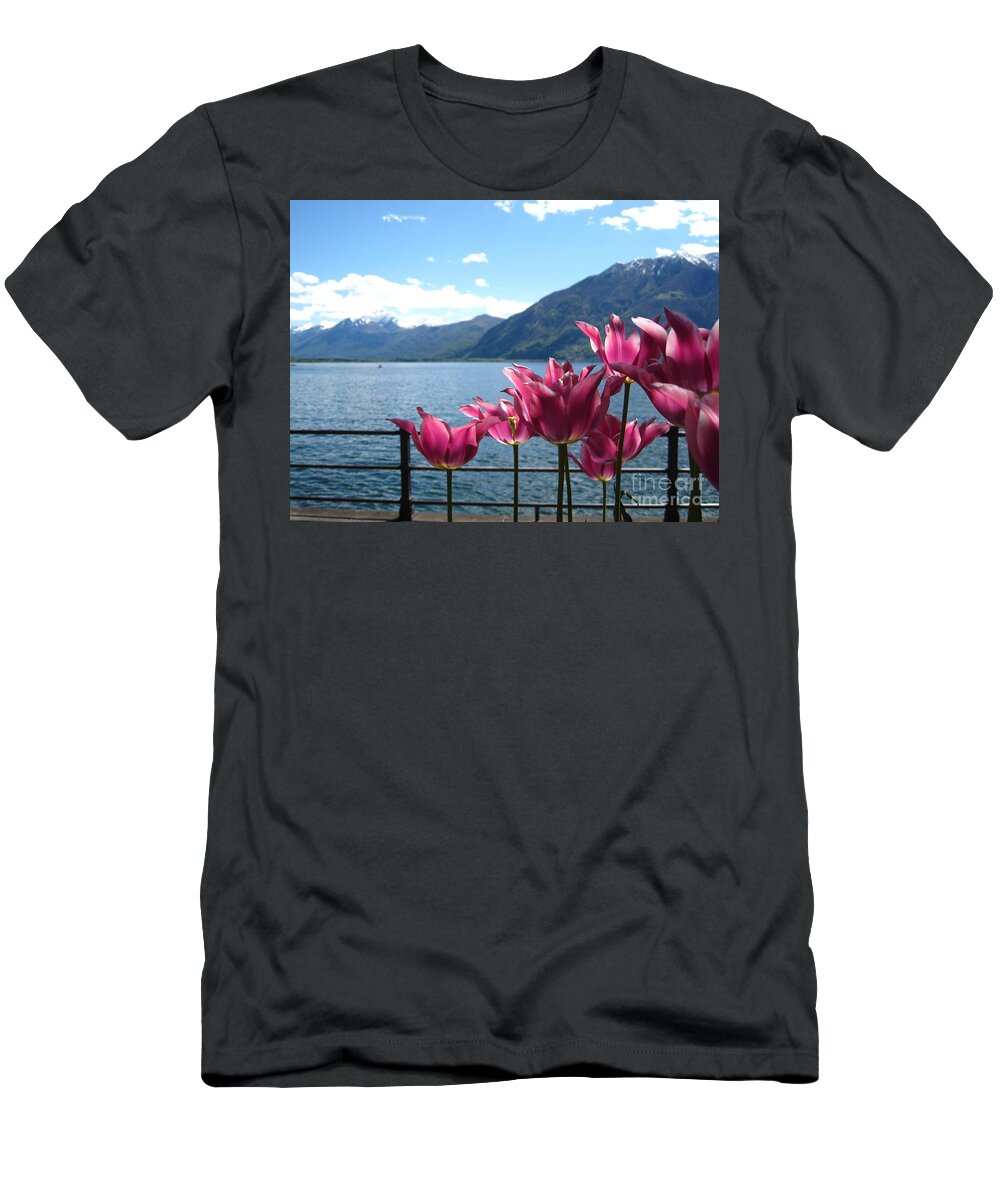 Sky T-Shirt featuring the photograph Tulips at Lake Geneva by Amanda Mohler