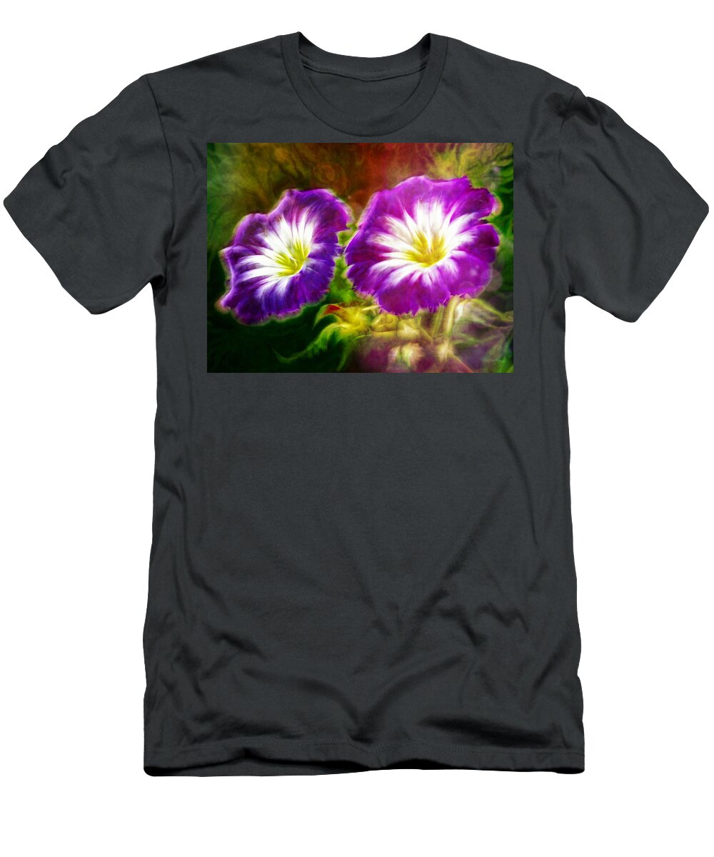 Flowers T-Shirt featuring the digital art Two eyes of Heaven by Lilia D