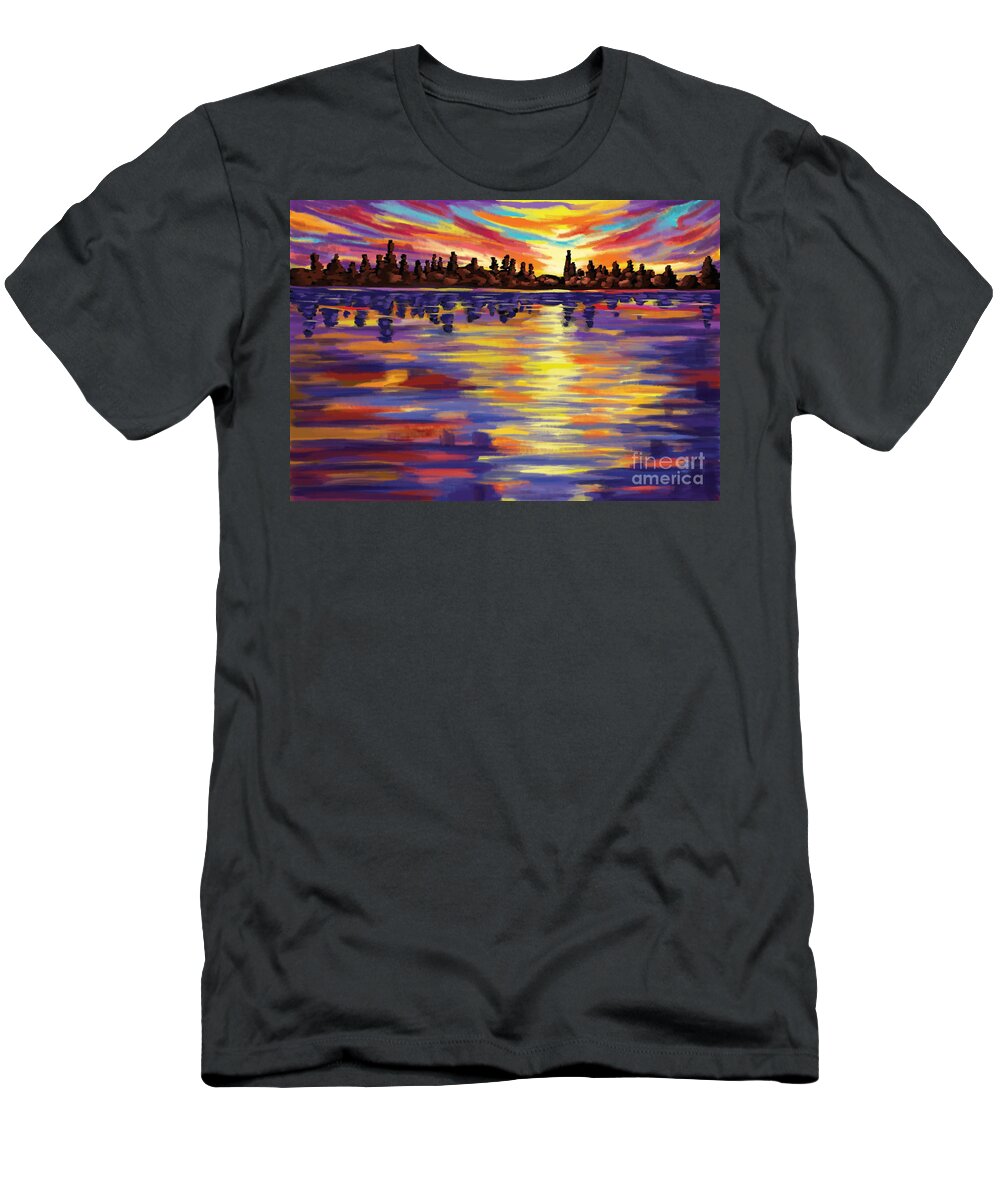 Sunset T-Shirt featuring the painting Tyler's Sunrise by Tim Gilliland