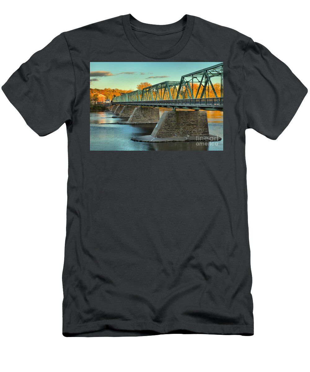 Uhlerstown-frenchtown Bridge T-Shirt featuring the photograph Uhlerstown-Frenchtown Bridge Fall Colors by Adam Jewell
