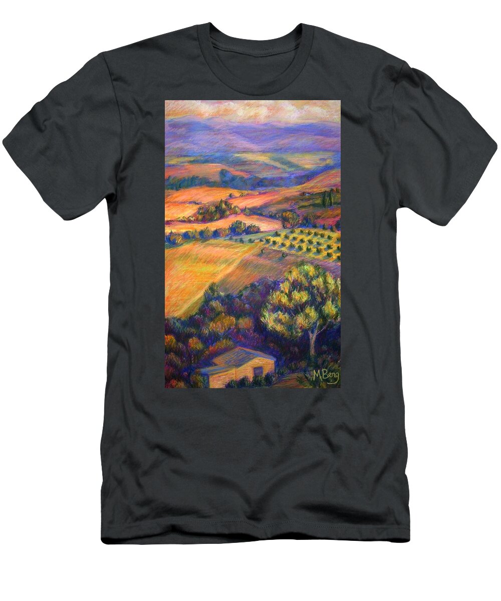 Italy T-Shirt featuring the painting Umbrian Landscape by Marian Berg