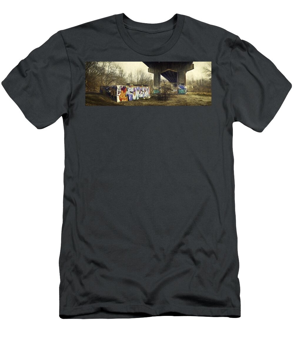Graffiti T-Shirt featuring the photograph Under the Locust Street Bridge by Scott Norris