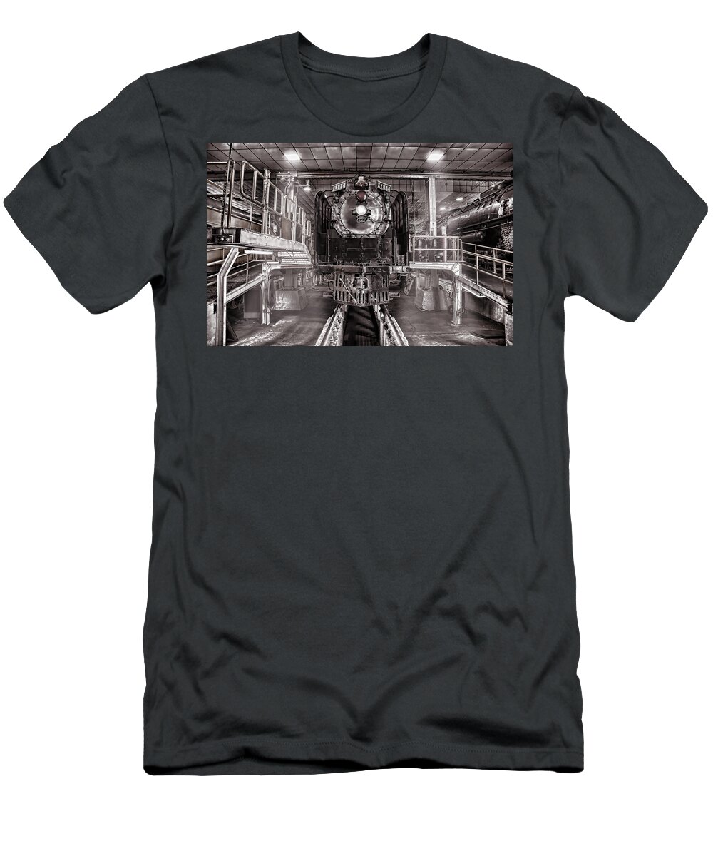 Union Pacific T-Shirt featuring the photograph Union Pacific 844 in the Steam Shop by Ken Smith