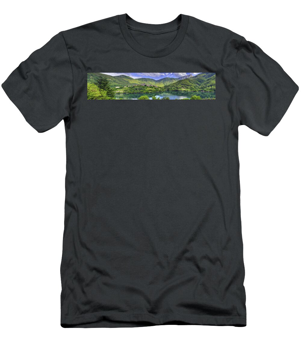 Travel T-Shirt featuring the photograph Vagli Sotto Panorama by Matt Swinden