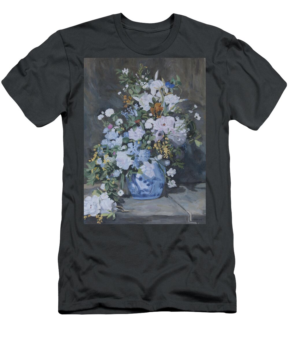 Renoir T-Shirt featuring the painting Vase of Flowers - reproduction by Masami Iida