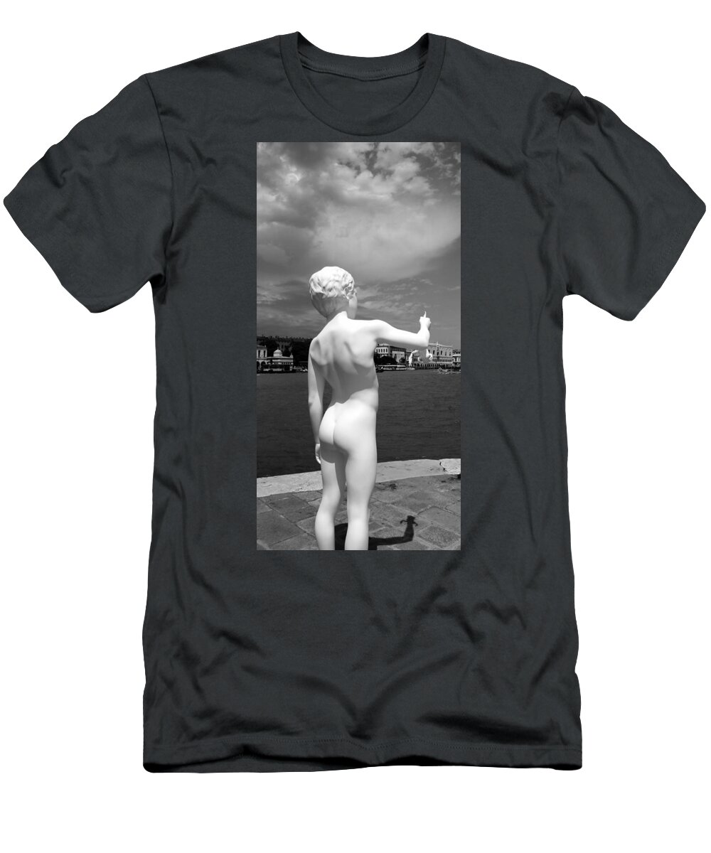 Boy With Frog T-Shirt featuring the photograph Venice Statue 2 by Andrew Fare