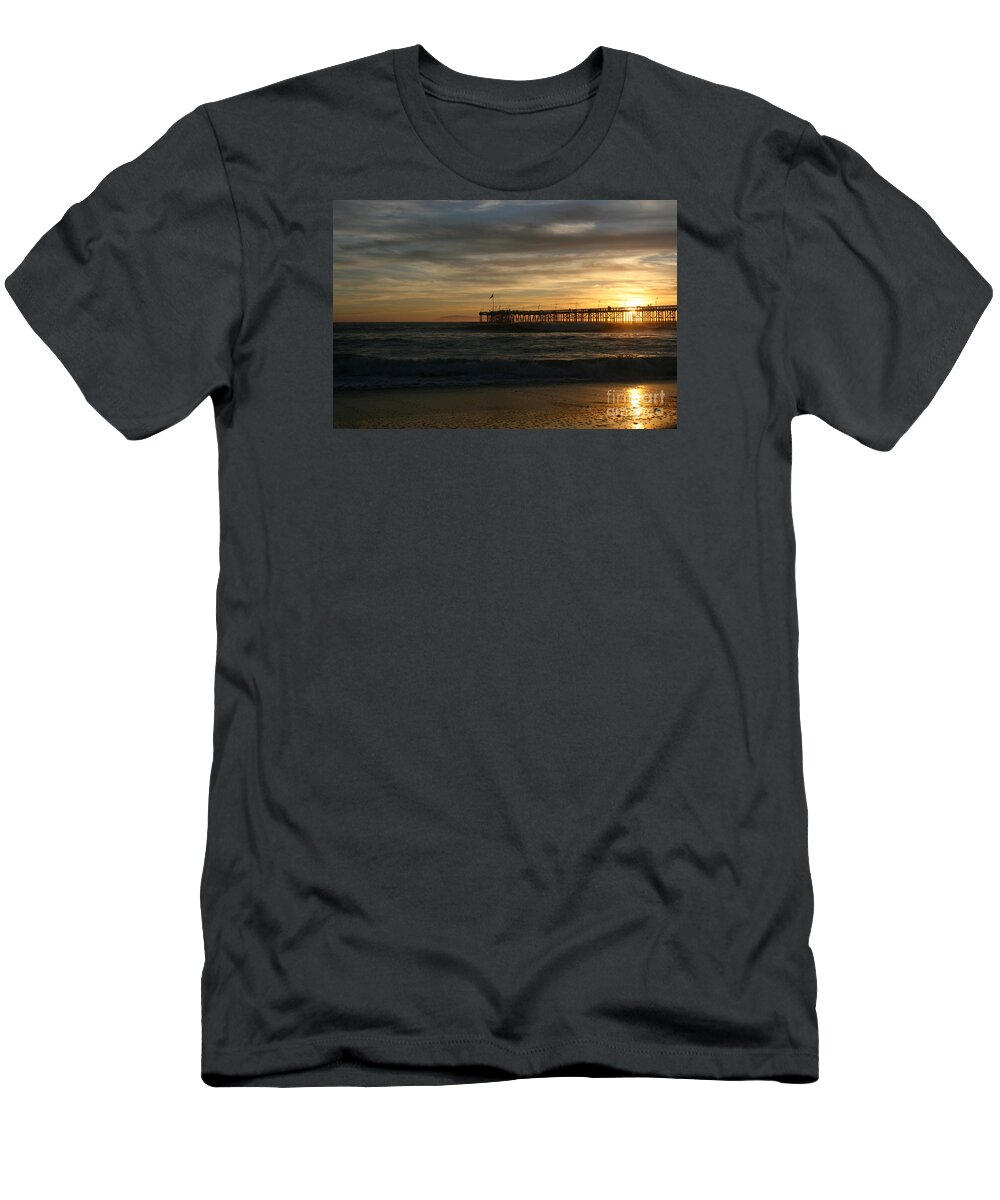 Ventura T-Shirt featuring the photograph Ventura Pier 01-10-2010 Sunset by Ian Donley