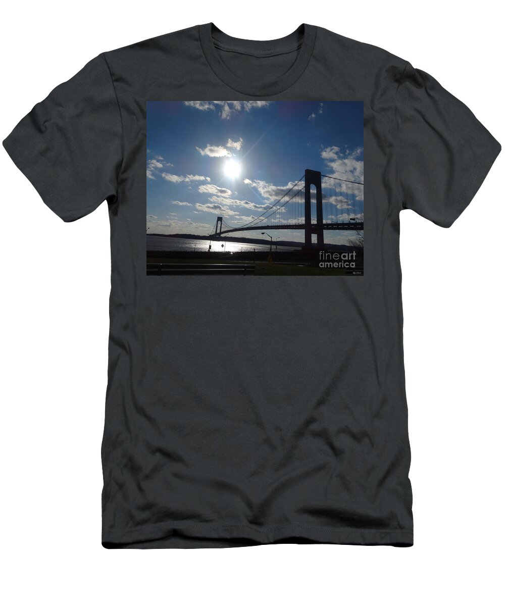 Landscape T-Shirt featuring the photograph Verrazano Bridge Sunset by Lyric Lucas