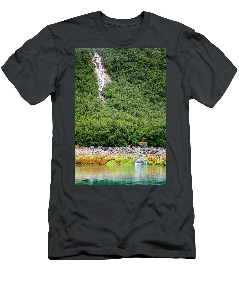 Flowing Water T-Shirt featuring the photograph View Of Wachusett Inlet, Glacier Bay by Andrew Peacock