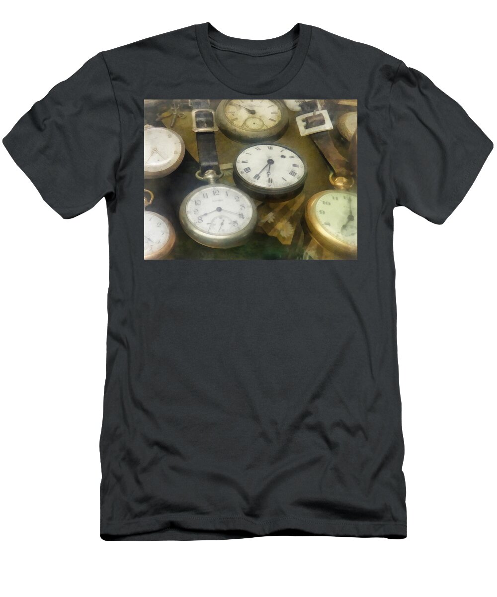Watch T-Shirt featuring the photograph Vintage Pocket Watches by Susan Savad