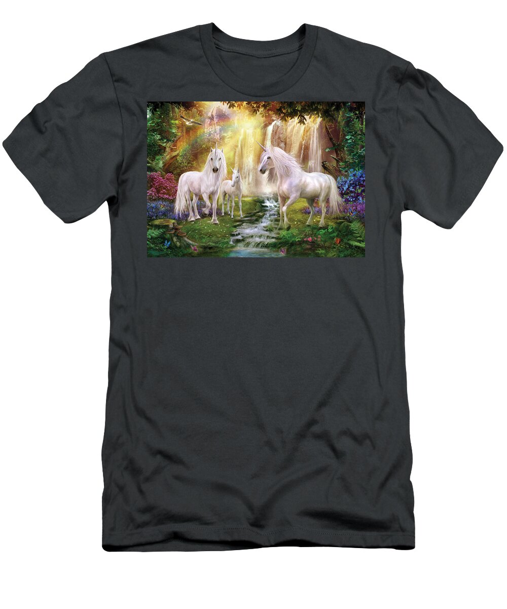 Unicorn T-Shirt featuring the photograph Waaterfall Glade Unicorns by MGL Meiklejohn Graphics Licensing