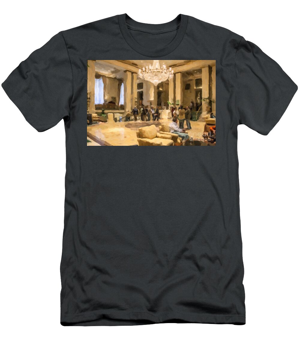 Waldorf Astoria Hotel T-Shirt featuring the digital art Waldorf Astoria Hotel foyer New York USA by Liz Leyden