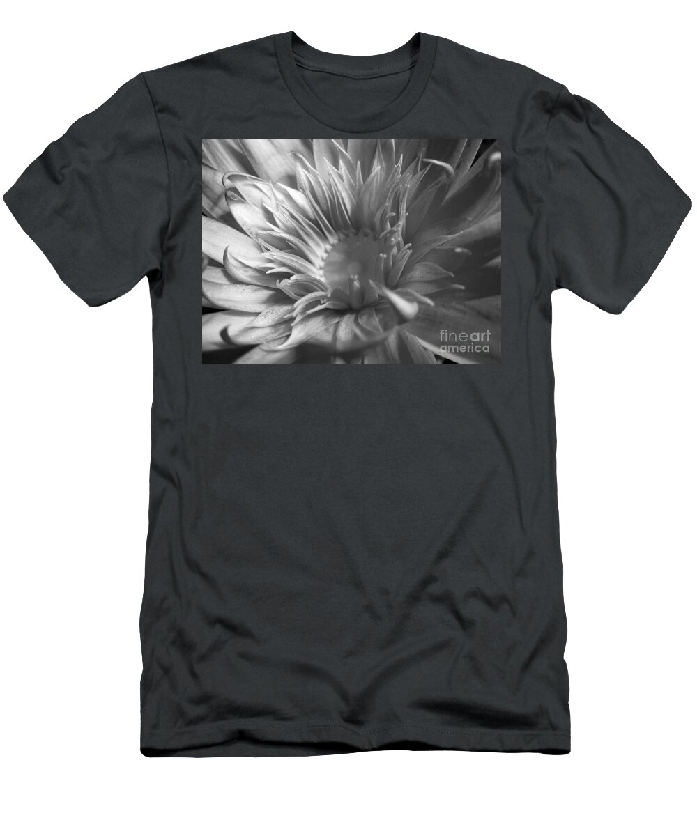 Black And White T-Shirt featuring the photograph Water Lily B n W by Angela Murray