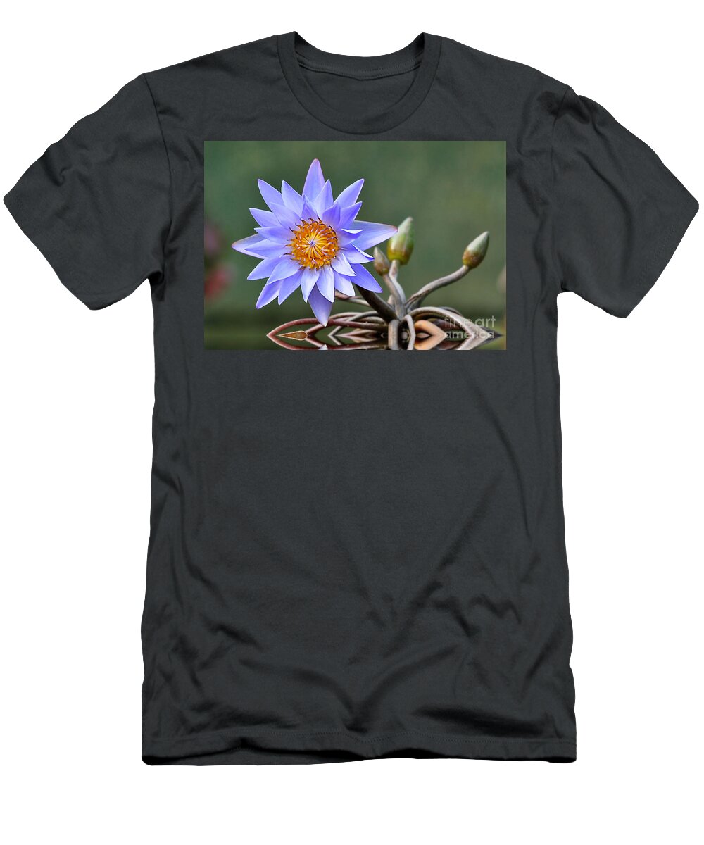 Flowers T-Shirt featuring the photograph Water Lily Reflections by Kathy Baccari