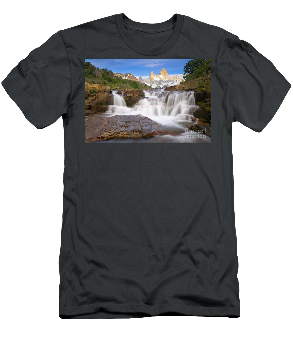 00346019 T-Shirt featuring the photograph Los Glaciares Waterfall by Yva Momatiuk John Eastcott