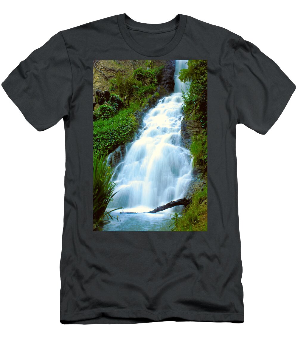 Golden T-Shirt featuring the photograph Waterfalls in Golden Gate Park by Bryant Coffey