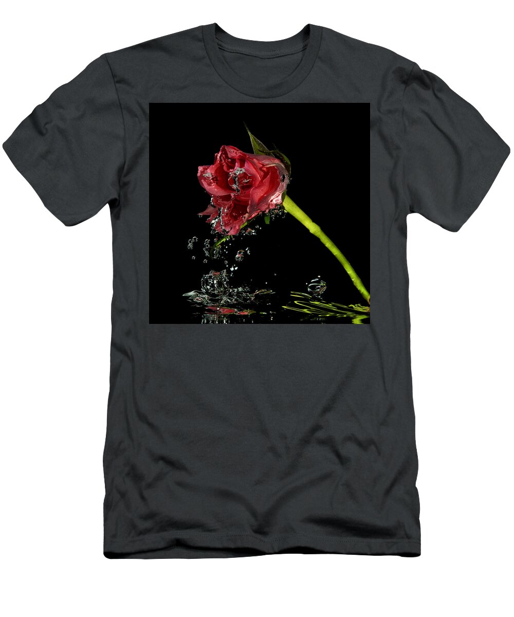 Rose T-Shirt featuring the photograph Water rose #2 by Mike Santis