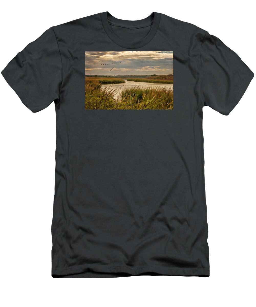 Marsh T-Shirt featuring the photograph Wetlands in September by Cathy Kovarik