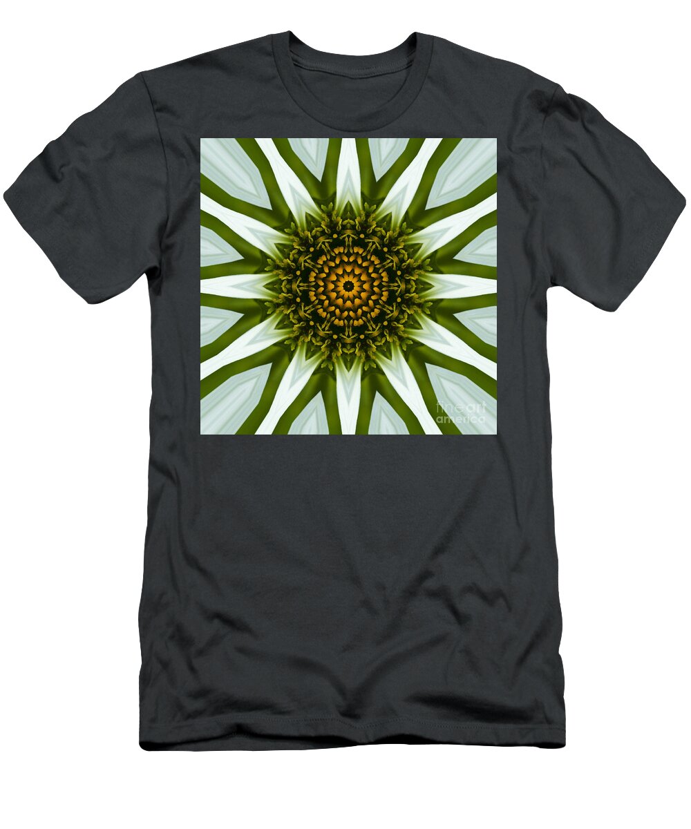 Mandala T-Shirt featuring the photograph White Coneflower Mandala 12 by Carrie Cranwill