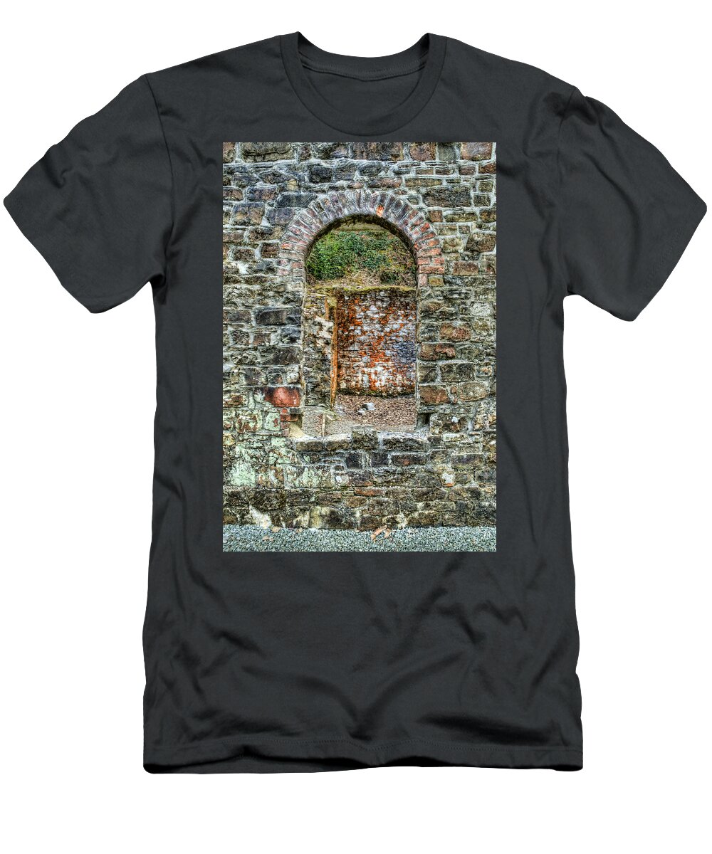 Stepaside Ironworks T-Shirt featuring the photograph Window to a bygone heritage by Steve Purnell
