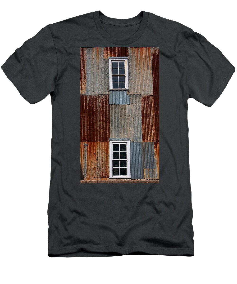 Window T-Shirt featuring the photograph Windows and Rusty Sheeting by Stuart Litoff