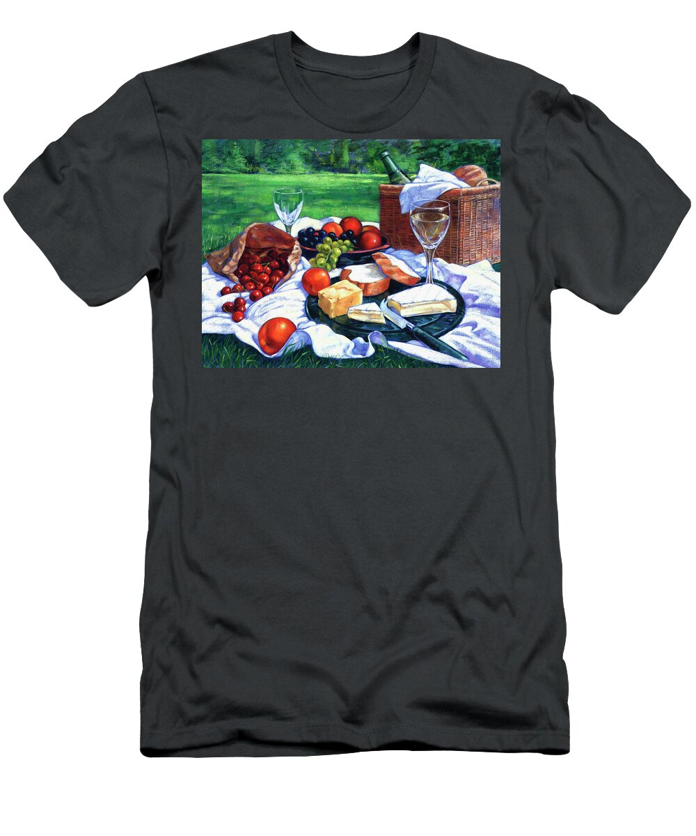 Absence T-Shirt featuring the photograph Wine, Bread, Cheese, And Fruit Ready by Ikon Ikon Images